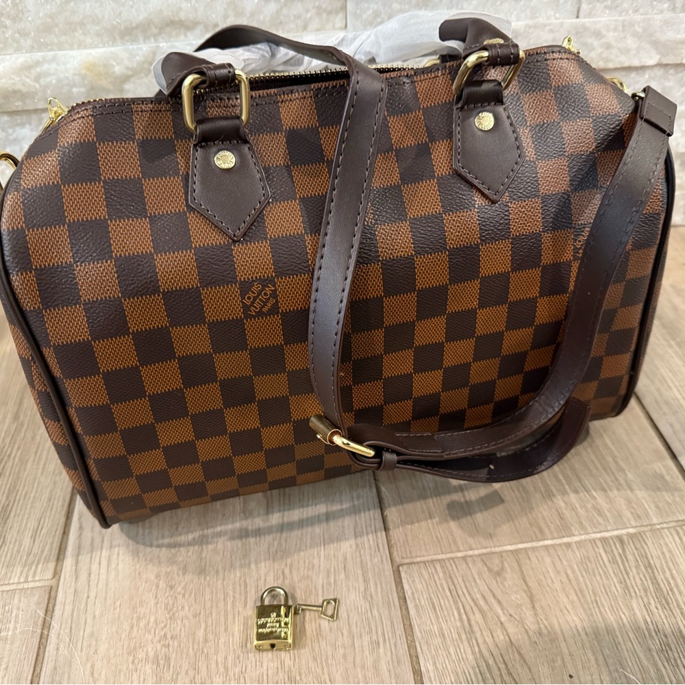 Brown Checkered Handbag